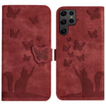 Custodia per cellulare in pelle con stampa a farfalla con gatto, For Samsung Galaxy A33 5G, For Samsung Galaxy S22 Ultra 5G, For Samsung Galaxy S22+ 5G, For Samsung Galaxy S22 5G