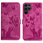 Custodia per cellulare in pelle con stampa a farfalla con gatto, For Samsung Galaxy A33 5G, For Samsung Galaxy S22 Ultra 5G, For Samsung Galaxy S22+ 5G, For Samsung Galaxy S22 5G