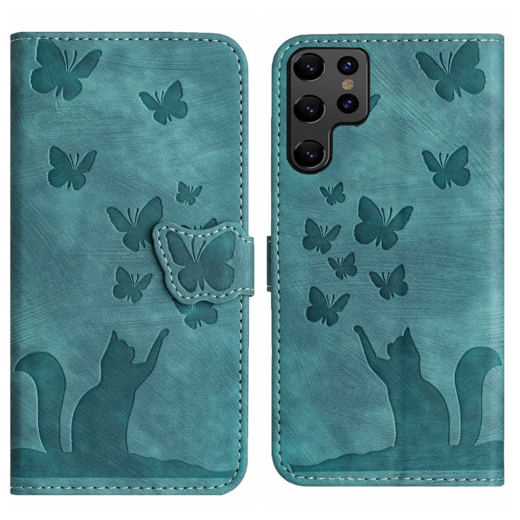 Custodia per cellulare in pelle con stampa a farfalla con gatto, For Samsung Galaxy A33 5G, For Samsung Galaxy S22 Ultra 5G, For Samsung Galaxy S22+ 5G, For Samsung Galaxy S22 5G
