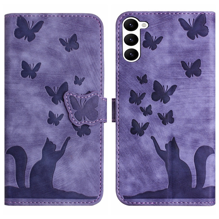 Custodia per cellulare in pelle con stampa a farfalla con gatto, For Samsung Galaxy A34 5G, For Samsung Galaxy A54 5G, For Samsung Galaxy S23 Ultra 5G, For Samsung Galaxy S23+ 5G