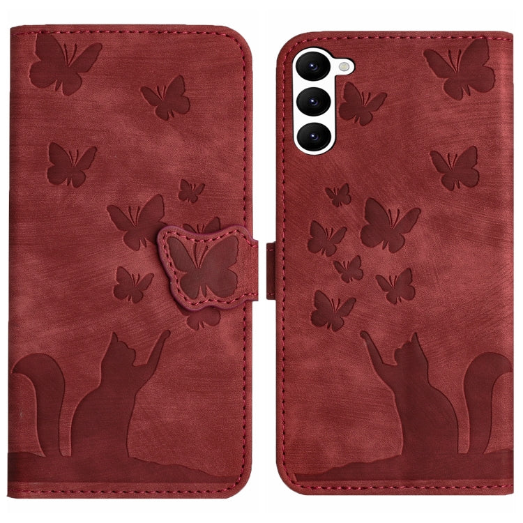 Custodia per cellulare in pelle con stampa a farfalla con gatto, For Samsung Galaxy A34 5G, For Samsung Galaxy A54 5G, For Samsung Galaxy S23 Ultra 5G, For Samsung Galaxy S23+ 5G