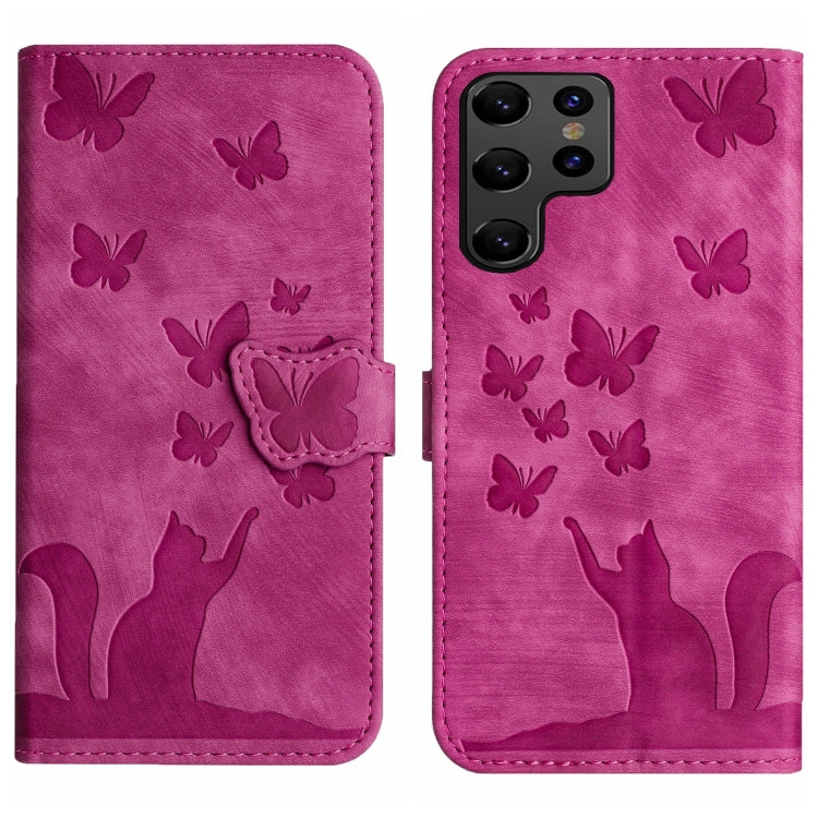 Custodia per cellulare in pelle con stampa a farfalla con gatto, For Samsung Galaxy A34 5G, For Samsung Galaxy A54 5G, For Samsung Galaxy S23 Ultra 5G, For Samsung Galaxy S23+ 5G