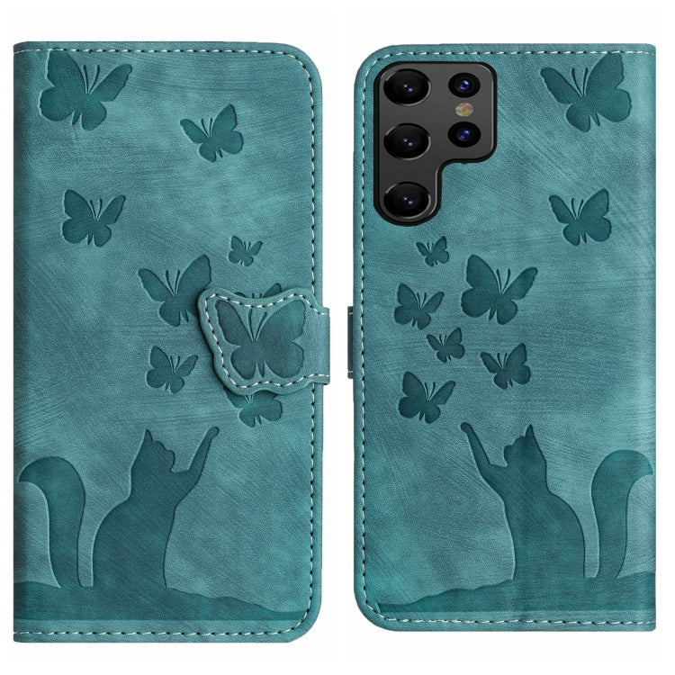 Custodia per cellulare in pelle con stampa a farfalla con gatto, For Samsung Galaxy A34 5G, For Samsung Galaxy A54 5G, For Samsung Galaxy S23 Ultra 5G, For Samsung Galaxy S23+ 5G