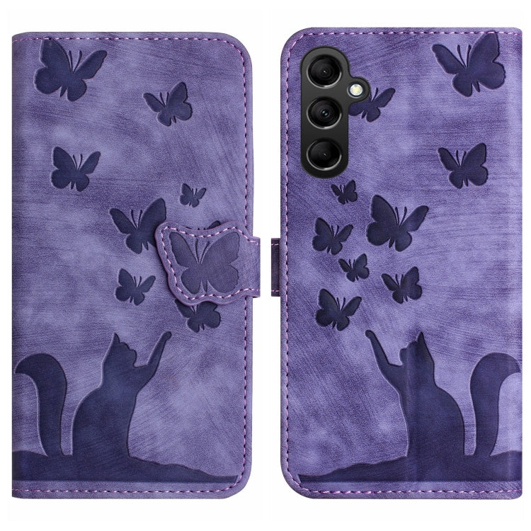 Custodia per cellulare in pelle con stampa a farfalla con gatto, For Samsung Galaxy S23 FE 5G, For Samsung Galaxy A24 4G, For Samsung Galaxy A23 / M13 4G, For Samsung Galaxy A14 4G / 5G