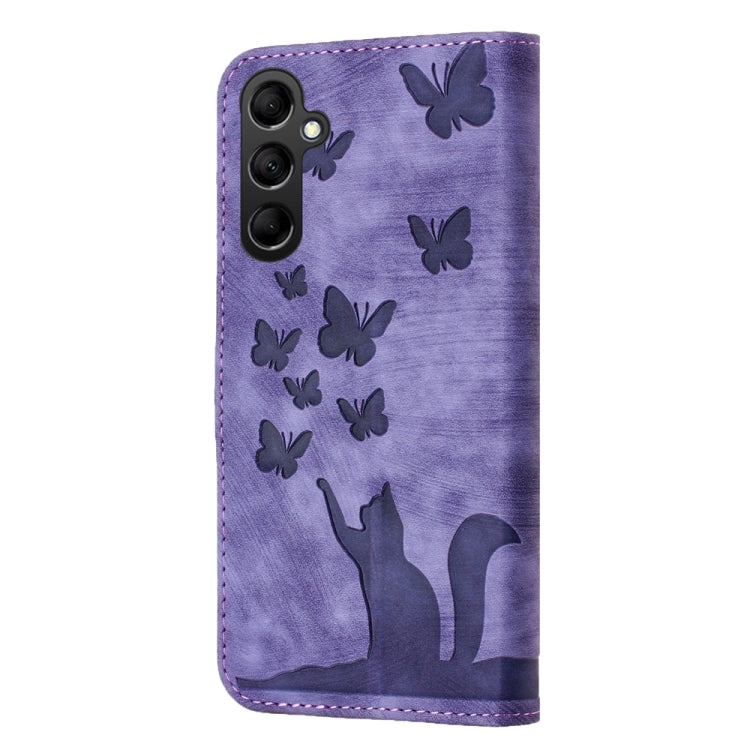 Custodia per cellulare in pelle con stampa a farfalla con gatto, For Samsung Galaxy A55, For Samsung Galaxy A35, For Samsung Galaxy S24 Ultra 5G, For Samsung Galaxy S24+ 5G