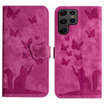 Custodia per cellulare in pelle con stampa a farfalla con gatto, For Samsung Galaxy A55, For Samsung Galaxy A35, For Samsung Galaxy S24 Ultra 5G, For Samsung Galaxy S24+ 5G