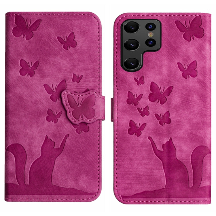 Custodia per cellulare in pelle con stampa a farfalla con gatto, For Samsung Galaxy A55, For Samsung Galaxy A35, For Samsung Galaxy S24 Ultra 5G, For Samsung Galaxy S24+ 5G
