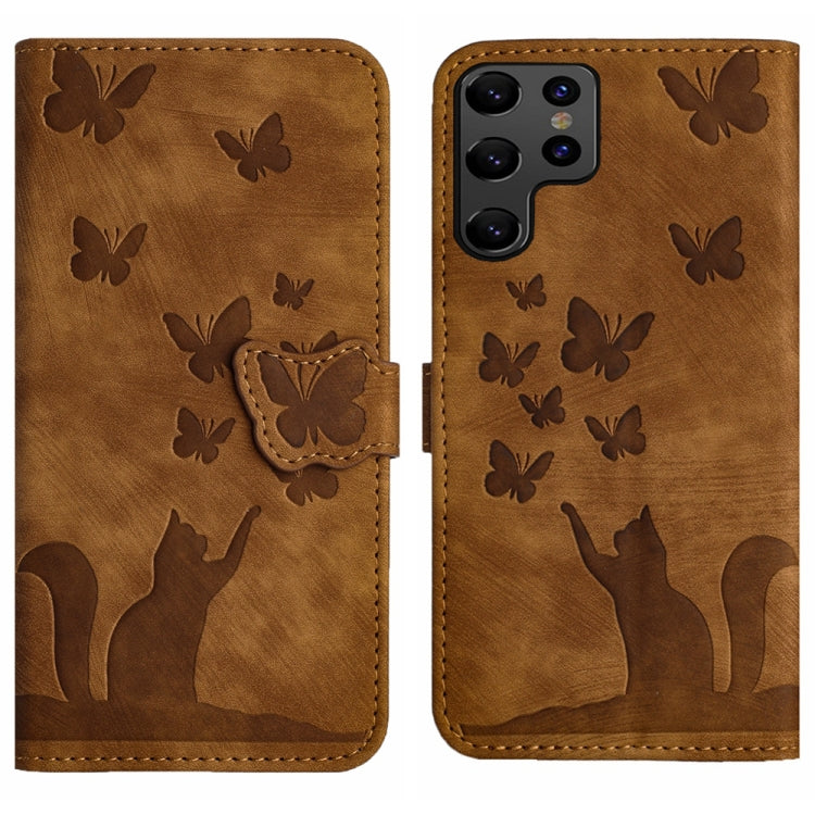 Custodia per cellulare in pelle con stampa a farfalla con gatto, For Samsung Galaxy A55, For Samsung Galaxy A35, For Samsung Galaxy S24 Ultra 5G, For Samsung Galaxy S24+ 5G