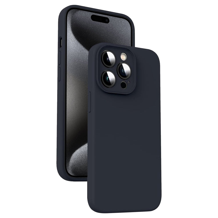 Custodia per telefono antiurto in silicone liquido in microfibra, For iPhone 16 Pro, For iPhone 16 Plus, For iPhone 16, For iPhone 15 Pro Max