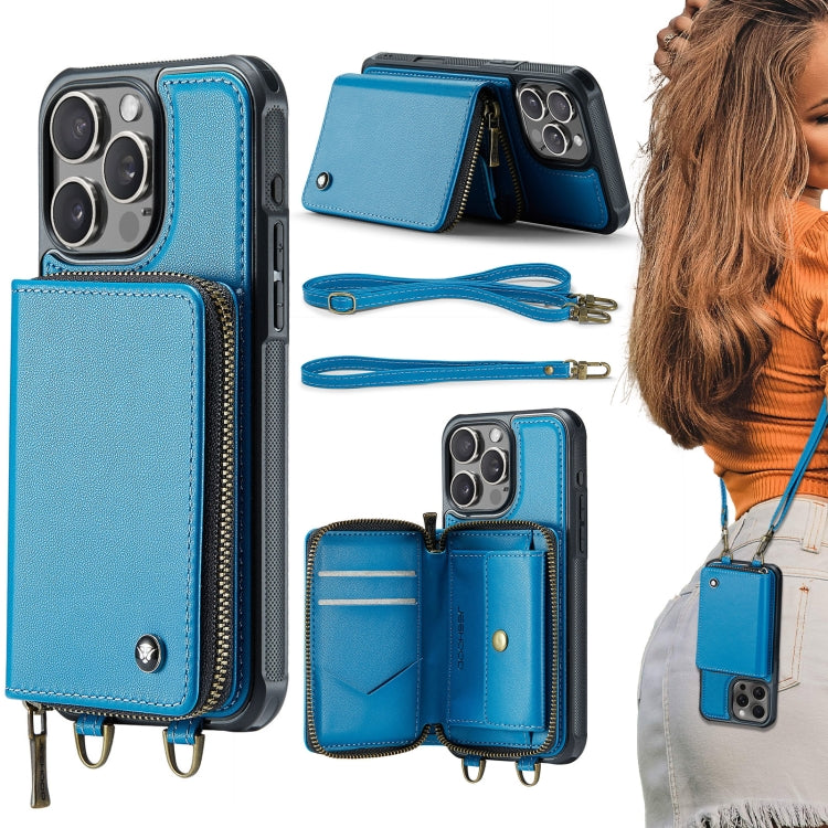 Custodia portafoglio in pelle con cerniera per iPhone 16 Pro