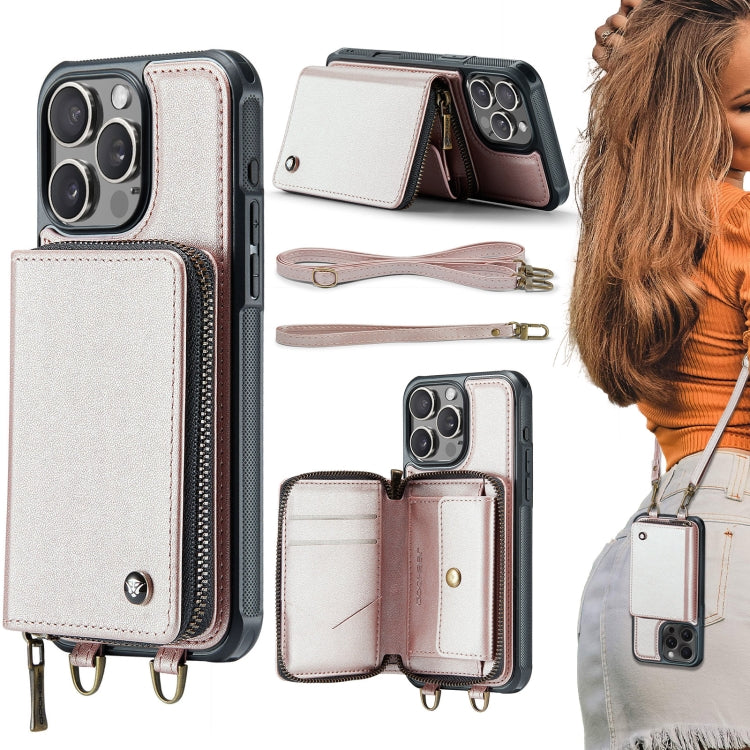 Custodia portafoglio in pelle con cerniera per iPhone 16 Pro