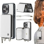 Custodia portafoglio in pelle con cerniera per iPhone 16 Pro