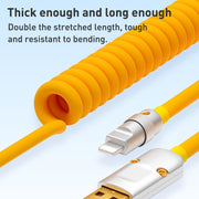 XJ-U101 Cavo dati di ricarica a molla da USB a USB-C/Type-C, lunghezza: 1,5 m, USB to USB-C / Type-C