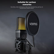 Microfono da tavolo wireless Yanmai SF-777W con luce RGB
