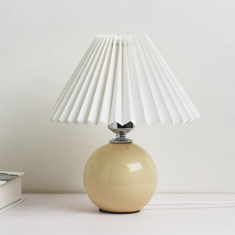 Paralume pieghettato Accogliente luce notturna da comodino Moderna lampada da scrivania in ceramica 220V