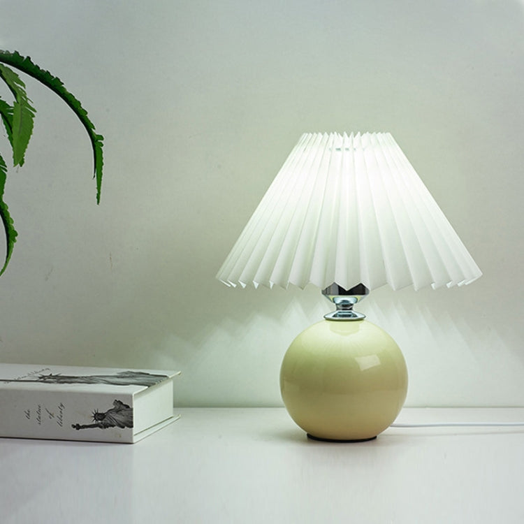 Paralume pieghettato Accogliente luce notturna da comodino Moderna lampada da scrivania in ceramica 220V