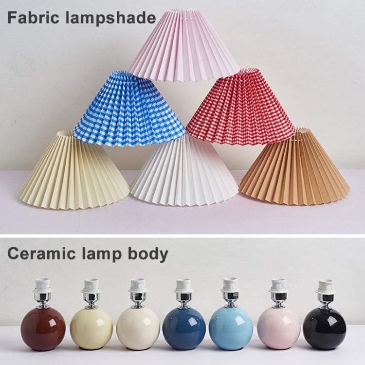 Paralume pieghettato Accogliente luce notturna da comodino Moderna lampada da scrivania in ceramica 220V