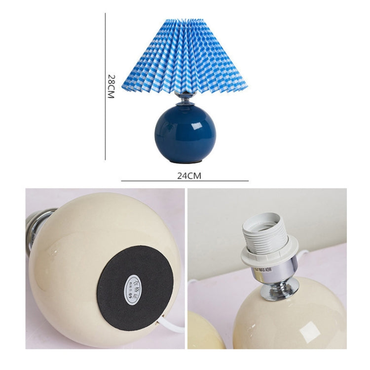 Paralume pieghettato Accogliente luce notturna da comodino Moderna lampada da scrivania in ceramica 220V