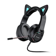 AWEI GM-9 Cat Ear Cuffie da gioco cablate con luce colorata e microfono, GM-9