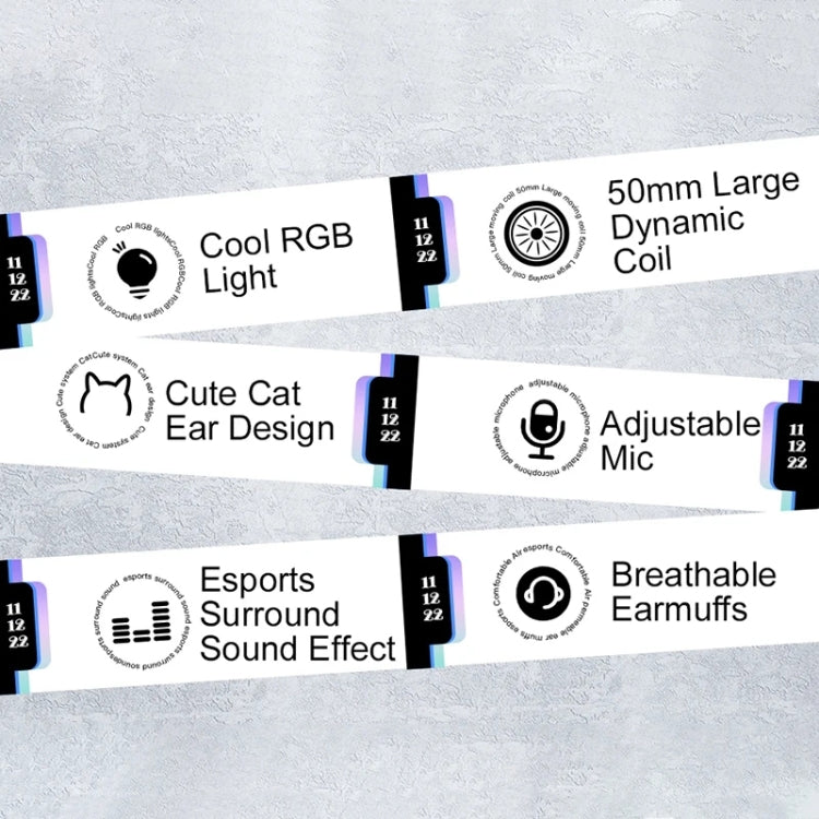 AWEI GM-9 Cat Ear Cuffie da gioco cablate con luce colorata e microfono, GM-9