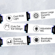 AWEI GM-9 Cat Ear Cuffie da gioco cablate con luce colorata e microfono, GM-9