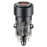 USAMS US-CC208 C39 Caricatore per auto trasparente in lega di alluminio a doppia porta USB + Type-C da 60 W, CC208 C39
