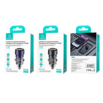 USAMS US-CC208 C39 Caricatore per auto trasparente in lega di alluminio a doppia porta USB + Type-C da 60 W, CC208 C39