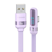 USAMS US-SJ651 Cavo dati a gomito per ricarica rapida da USB a USB-C/Type-C in lega di alluminio, lunghezza: 1,2 m, US-SJ651