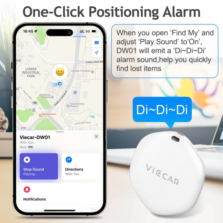Localizzatore di posizione wireless con rilevamento anti-smarrimento delle chiavi dell'auto VIECAR DW01, VIECAR DW01
