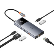 Docking station Baseus Metal Gleam Serie II 6 in 1 da tipo C a 1xHDMI+2xTipo-C+2xUSB+1xRJ45 HUB, BS-OH099
