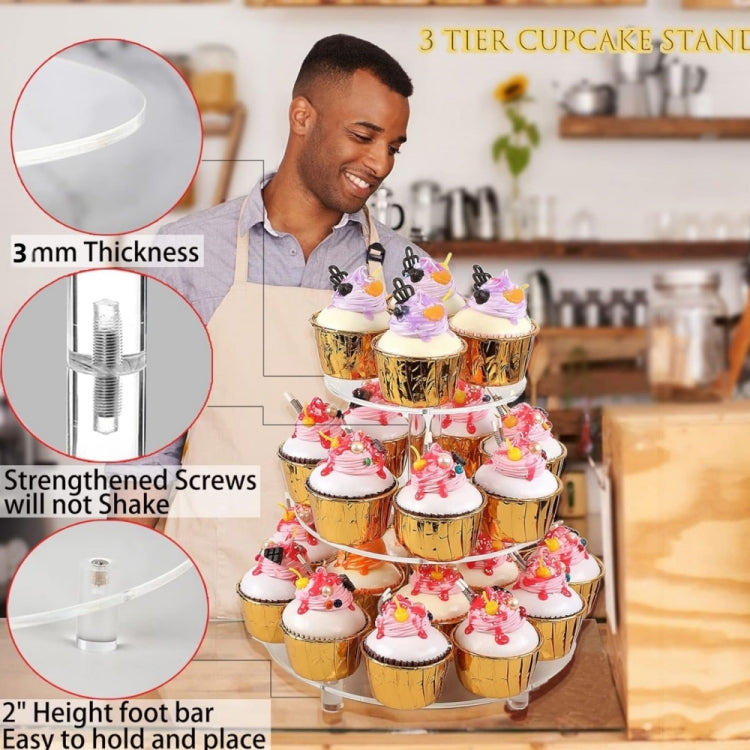 YX062 Alzata per cupcake circolare in acrilico a 3 livelli, YX062