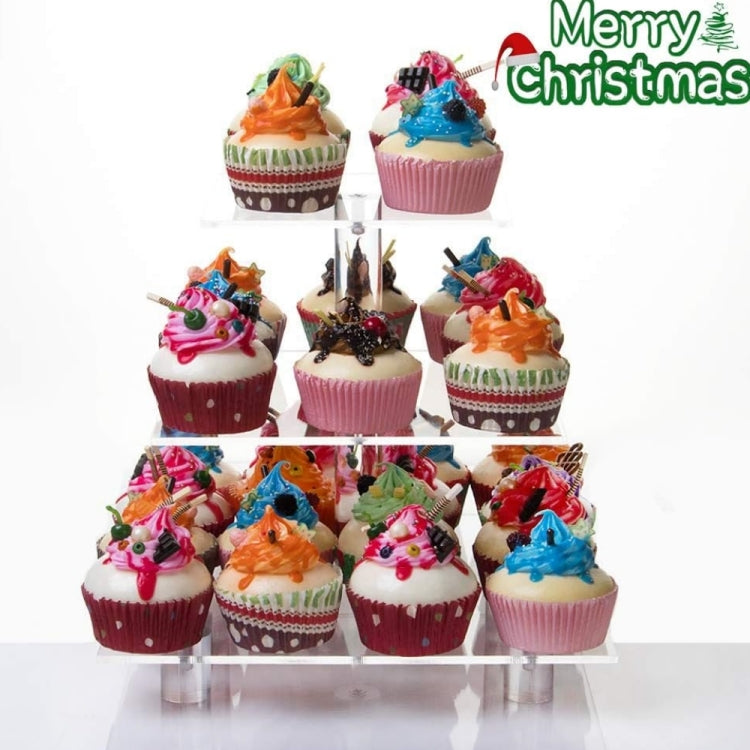 YX063 Alzata per cupcake quadrata in acrilico a 3 livelli, YX063