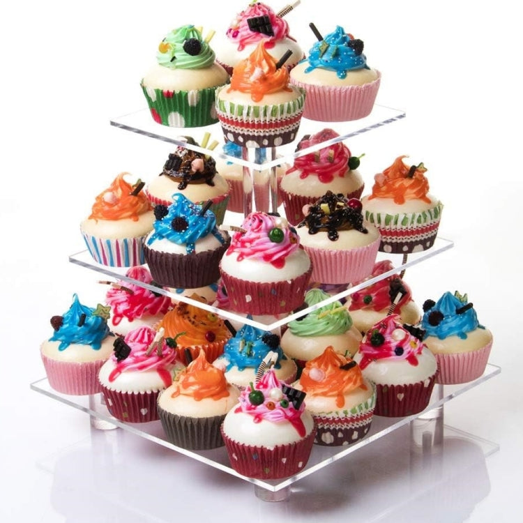 YX063 Alzata per cupcake quadrata in acrilico a 3 livelli, YX063