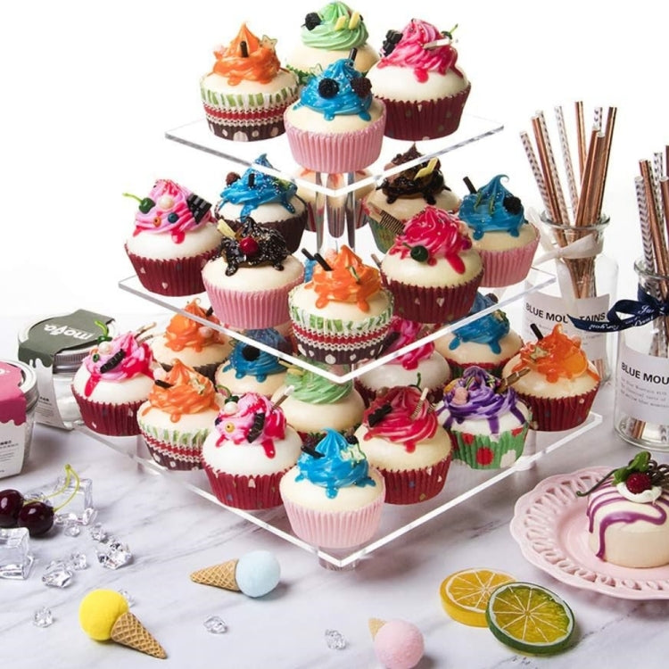 YX063 Alzata per cupcake quadrata in acrilico a 3 livelli, YX063