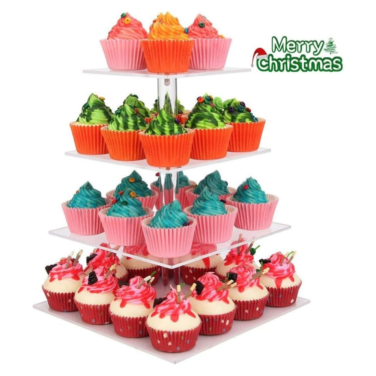 YX065 Alzata per cupcake quadrata in acrilico a 4 livelli, YX065