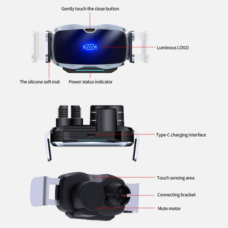 Supporto da auto per auto con presa d'aria a ricarica rapida wireless a induzione a infrarossi D7