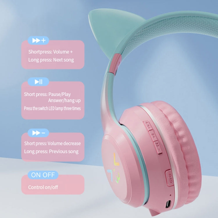 BT612 LED Cat Ear Auricolare Bluetooth pieghevole a suono singolo con microfono
