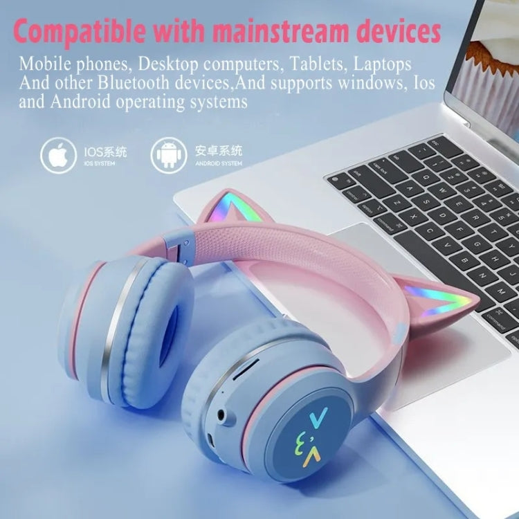 BT612 LED Cat Ear Auricolare Bluetooth pieghevole a suono singolo con microfono