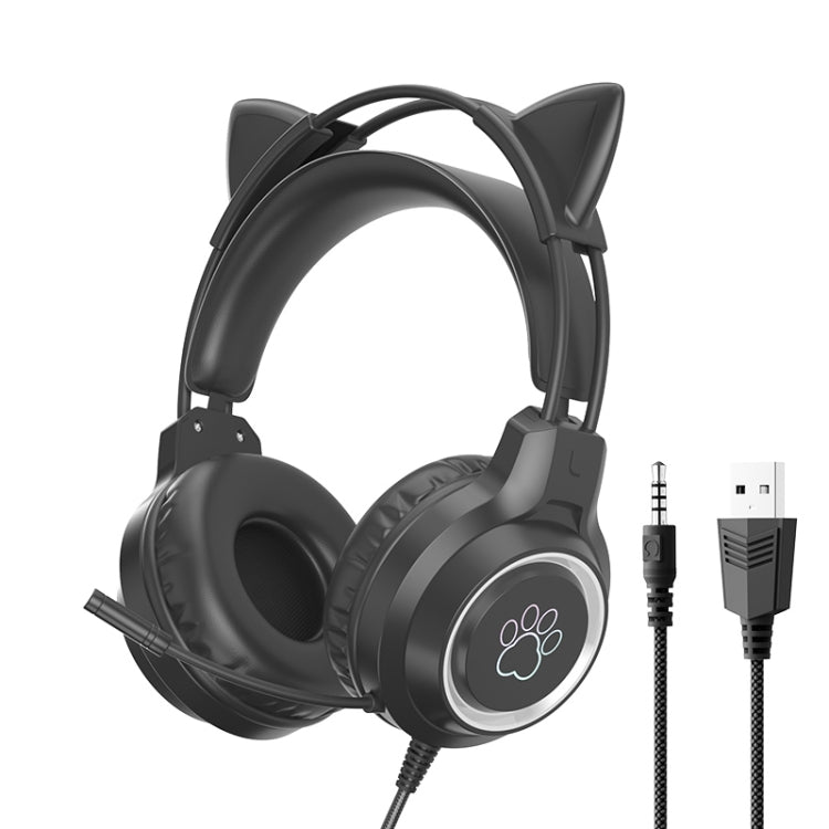 Auricolare da gioco cablato montato sulla testa G35 Cute Cat RGB