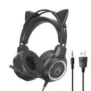 Auricolare da gioco cablato montato sulla testa G35 Cute Cat RGB