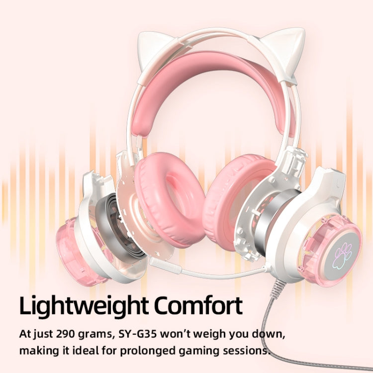 Auricolare da gioco cablato montato sulla testa G35 Cute Cat RGB