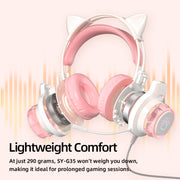 Auricolare da gioco cablato montato sulla testa G35 Cute Cat RGB