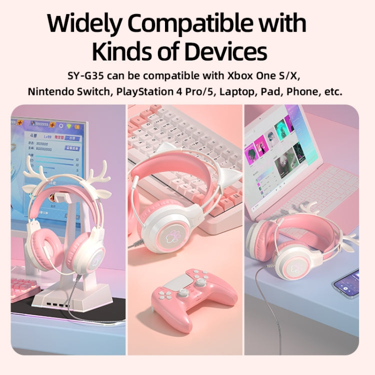 Auricolare da gioco cablato montato sulla testa G35 Cute Cat RGB