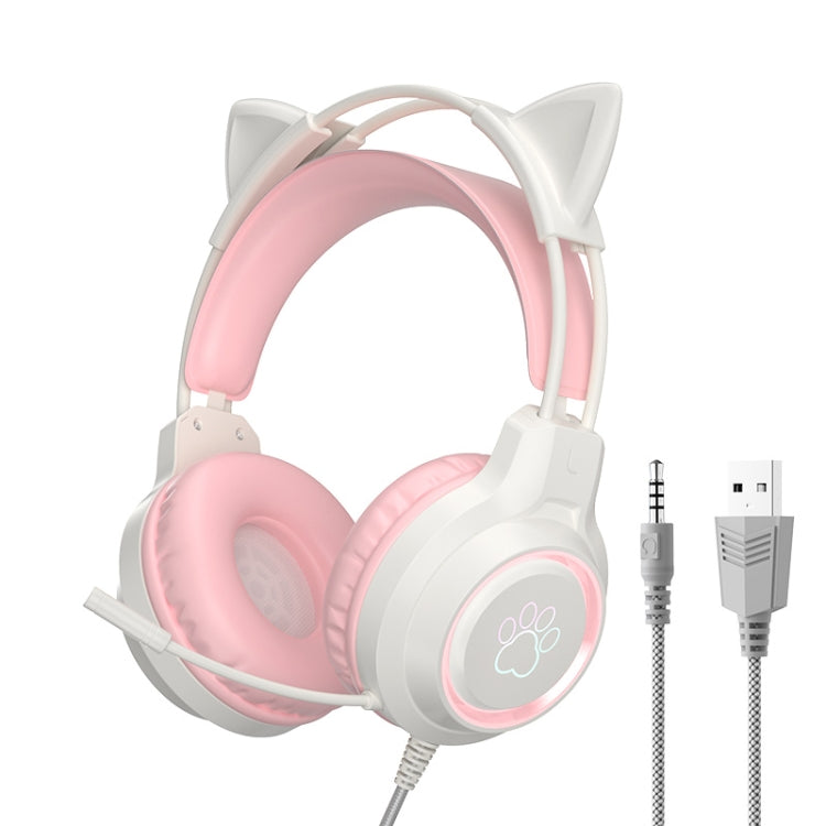 Auricolare da gioco cablato montato sulla testa G35 Cute Cat RGB