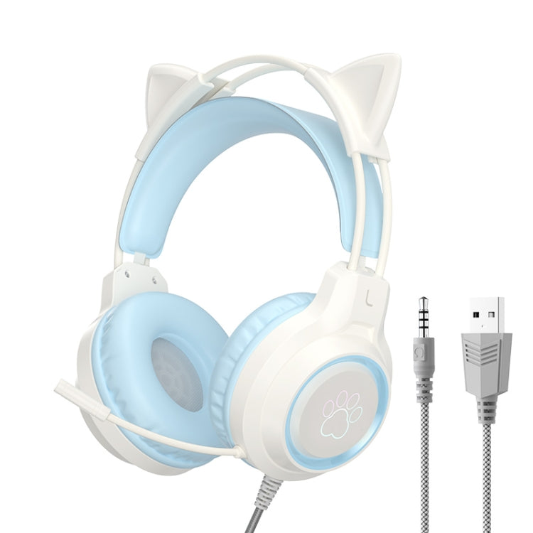 Auricolare da gioco cablato montato sulla testa G35 Cute Cat RGB