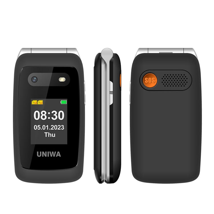 UNIWA V202T Telefono 4G Flip Style, Unisoc T107 Cat.1 da 2,4 pollici, SOS, FM, doppia scheda SIM, 21 tasti