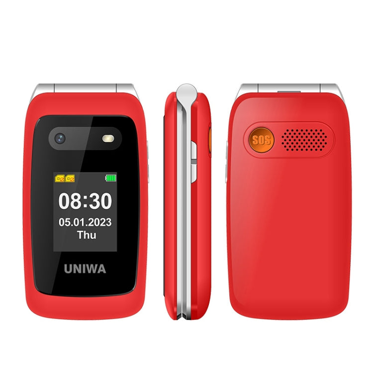 UNIWA V202T Telefono 4G Flip Style, Unisoc T107 Cat.1 da 2,4 pollici, SOS, FM, doppia scheda SIM, 21 tasti
