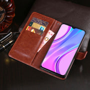 idewei Custodia in pelle a vibrazione orizzontale Crazy Horse Texture con supporto e slot per carte e portafoglio, For Xiaomi Redmi 9, For Xiaomi Poco M2 Pro, For Xiaomi Redmi 9A
