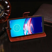 idewei Custodia in pelle a vibrazione orizzontale Crazy Horse Texture con supporto e slot per carte e portafoglio, For Motorola Moto E6s 2020
