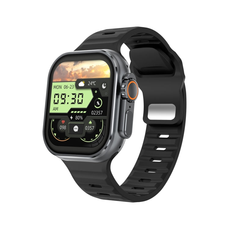 iW9 Ultra Orologio intelligente per chiamate con schermo da 2,04 pollici, Chiamata BT / Frequenza cardiaca / Pressione sanguigna / Ossigeno nel sangue